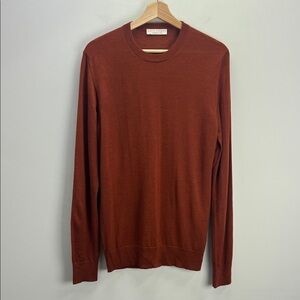 Luca Faloni Cashmere Silk Sweater Rust Lightweight Crewneck Italy Mens Medium